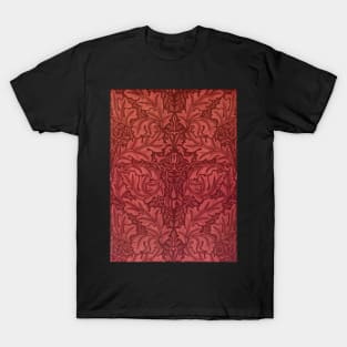 Red Elegant Botanical Vintage Victorian Wallpaper Pattern T-Shirt